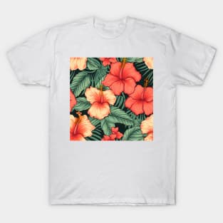 Hibiscus Flowers Pattern 4 T-Shirt